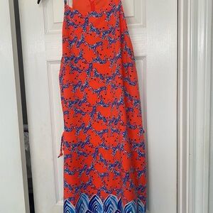 Vibrant Orange and Blue Patterned Romper. Chain at shoulders. Unique.Romper zebr